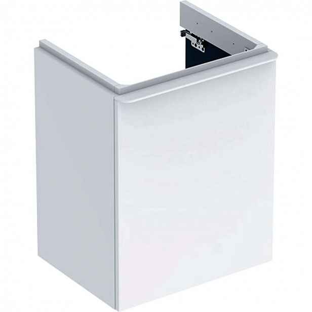 Geberit Smyle Square - Umyvadlová skříňka, 49x41x62 cm, 1 dvířka, panty vpravo, lesklá bílá/matná bílá 500.363.00.1