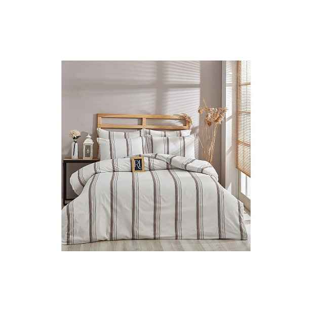 Hnědo-béžové bavlněné prodloužené povlečení na dvoulůžko 200x220 cm – Mila Home