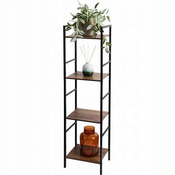 Kovový Regál Se 4 Policemi Mdf 29,5 X 23,5 X 106,5 CM, Černý