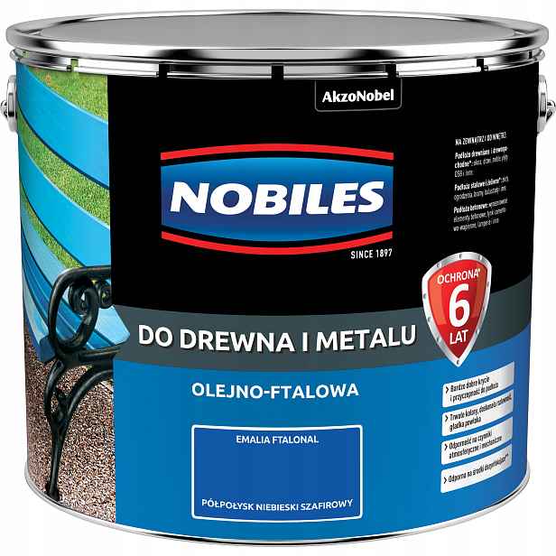 Nobiles Ftalonal Barva Na Dřevo A Kov 10L Modrá Safírová