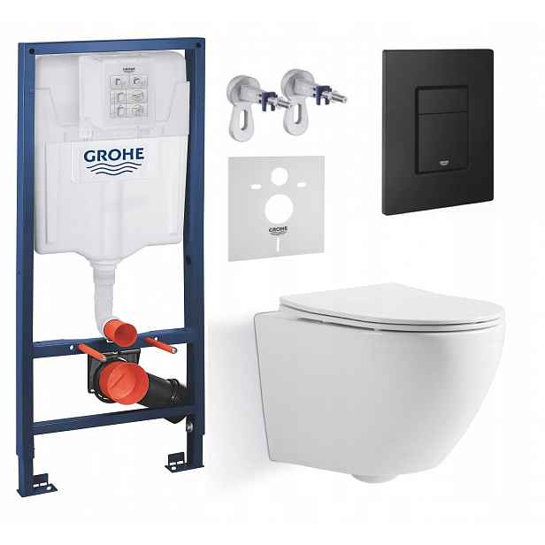 Podomítkový Wc set Grohe s mísou Blatna a tlačítkem černý mat Fresh