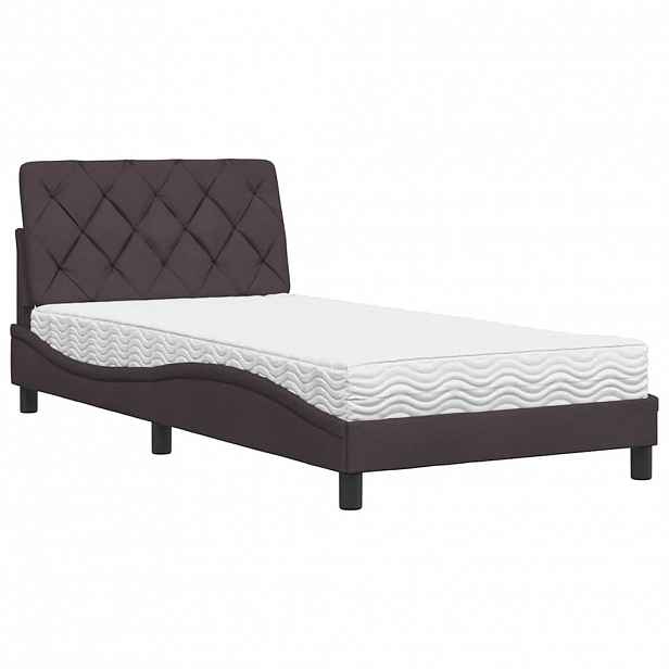 vidaXL Postel s matrací tmavě hnědá 100 x 200 cm textil