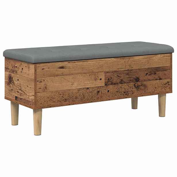 vidaXL Úložná lavice s polštářem Staré dřevo 102 x 42 x 46 cm