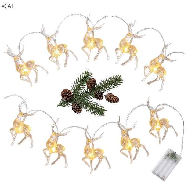 3 ks Led lampičky Sobí na baterie Sob Vánoční lampičky Girlanda 1,