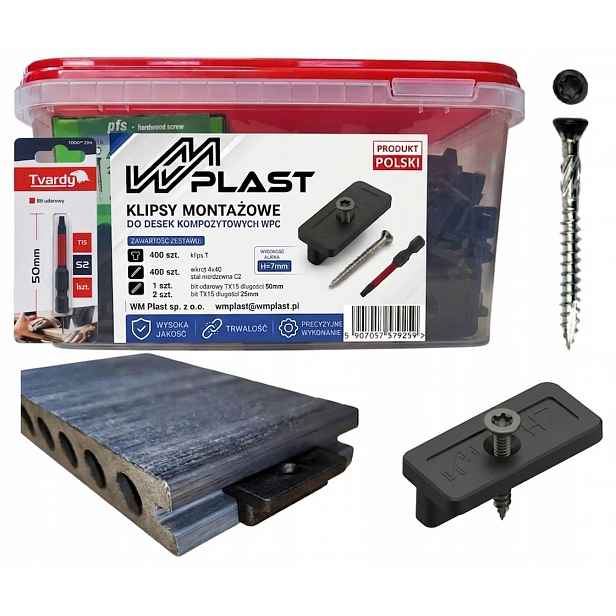 400X Montážní Klipy Pro Kompozitní Desky Wpc Šrouby Bit Produkt Pl