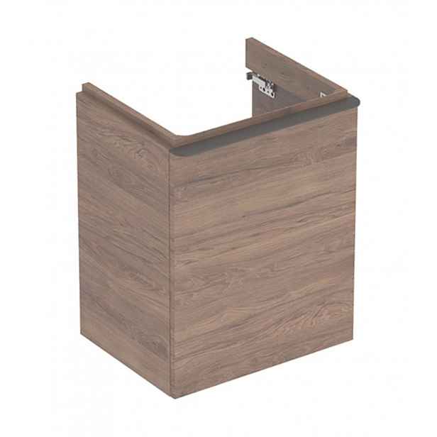 Geberit Smyle Square - Umyvadlová skříňka, 49x41x62 cm, 1 dvířka, panty vpravo, ořech/lávová 500.363.JR.1