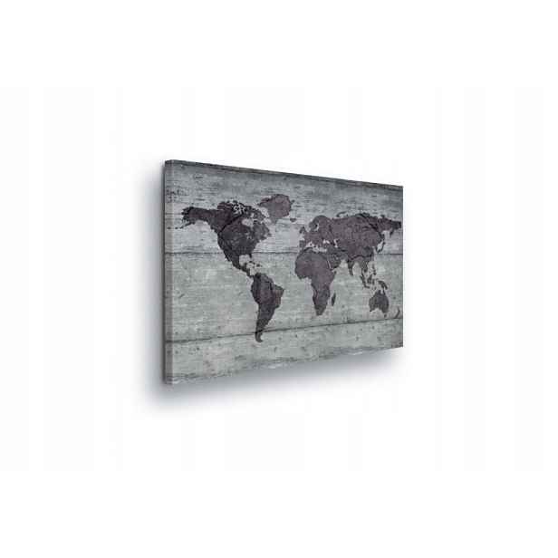 Obraz 80x60 Mapa světa beton textura šedý minimalismus cestování loft styl
