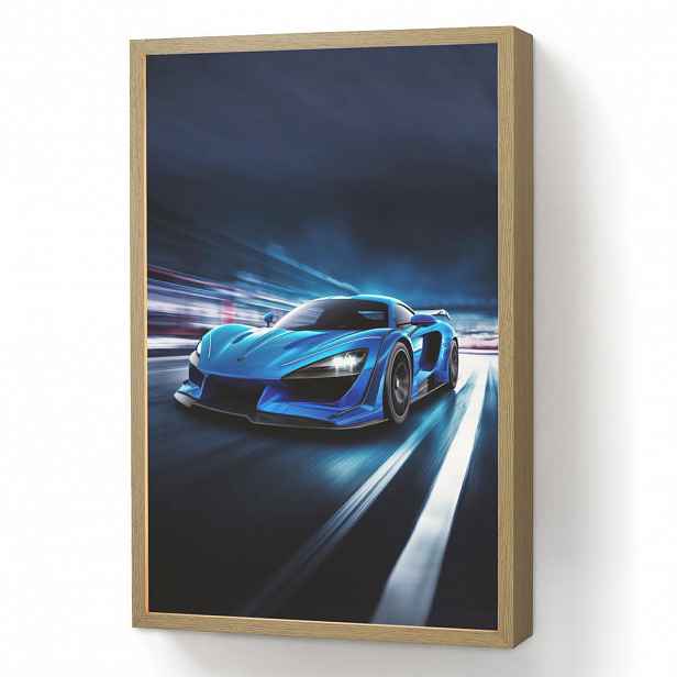 OnlyWow DOBÍJECÍ NOČNÍ LAMPIČKA Auto - Modrá - Chlapci - Dítě 40x60 cm