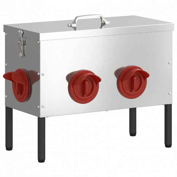 vidaXL Krmítko pro slepice Stříbrná 42 x 20,5 x 33 cm 15 kg