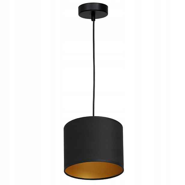 Luminex Závěsná lampa Arden černá/zlatá Ø18 cm E27 15W Látka