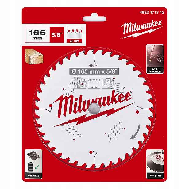 Pilový kotouč na dřevo Milwaukee 165 x 15,87 mm 40 zubů