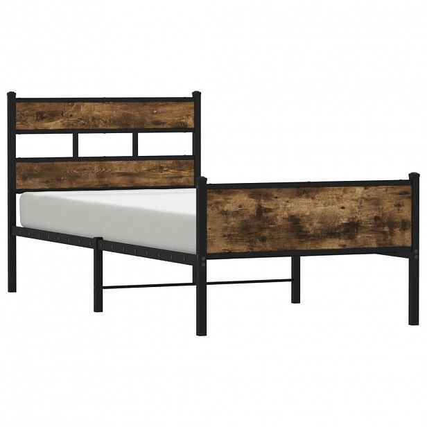 vidaXL Rám postele bez matrace kouřový dub 90x190 cm kompozitní dřevo
