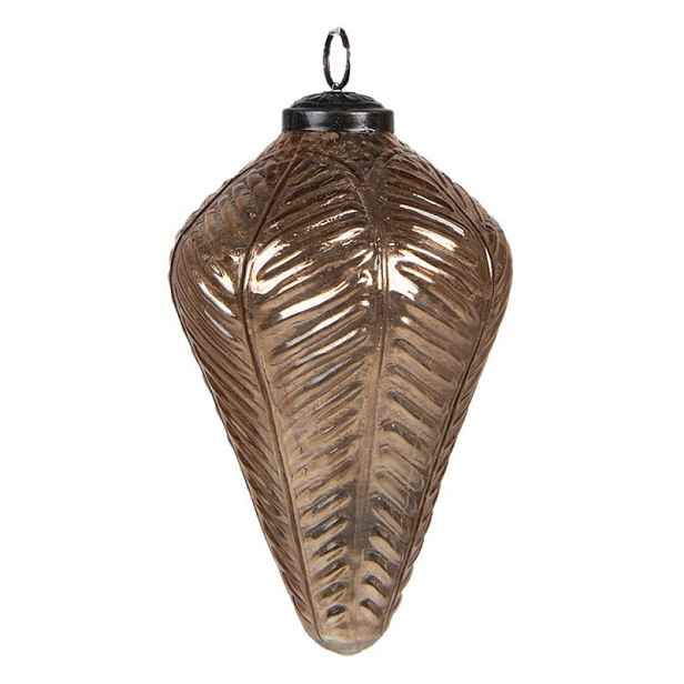 Bronzová skleněná vánoční ozdoba šiška L - Ø 10*16 cm Clayre & Eef