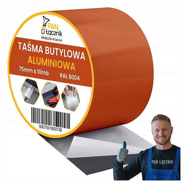 Butylová páska Dekarska hliníková 75 mm 10 m RAL8004 Střešní těsnící