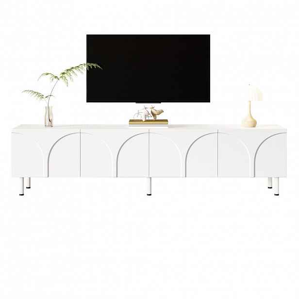 STILVORA TV STOLEK bílý s kovovými nohami, 180×35×49 cm, do obývacího pokoje