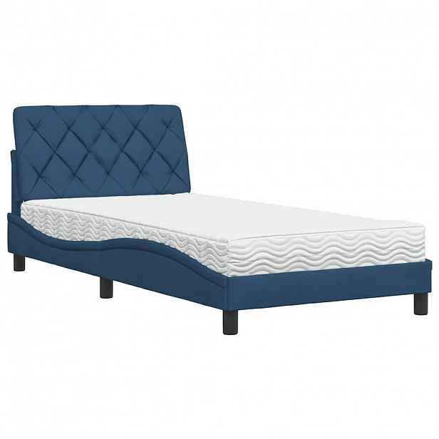 vidaXL Postel s matrací modrá 100 x 200 cm textil