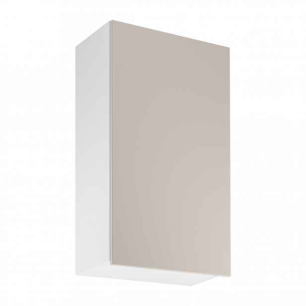 Vysoká horní kuchyňská skříňka SALERNO - šířka 60 cm, bílá / béžová, pravé provedení