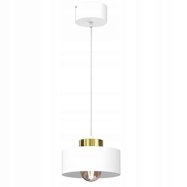 Závěsná lampa bílá zlatá kulatá 20 cm do jídelny nad stůl a ostrov Luminex