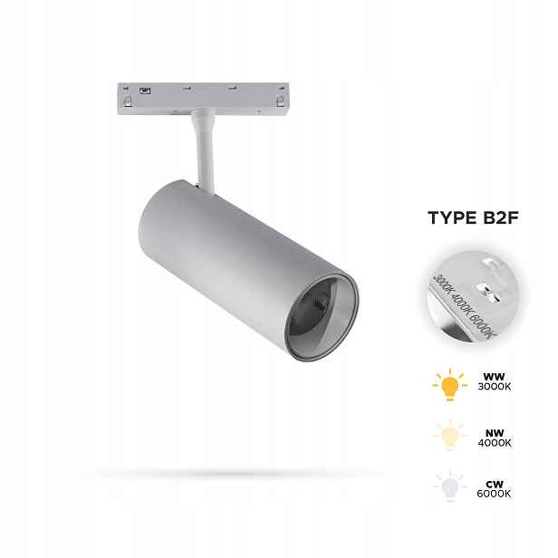 Bílý Led reflektor Track 12W 3CCT Typ B2F pro Smart Track 48VDC