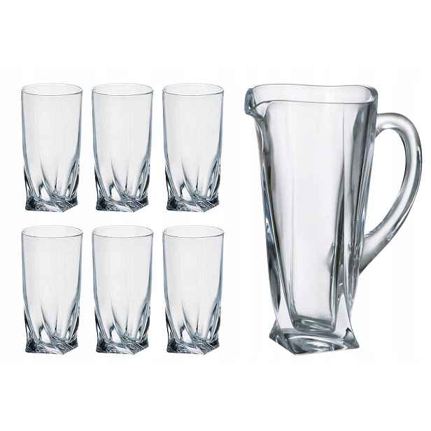 Bohemia Quadro Drink Water Džbán 6 Sklenic