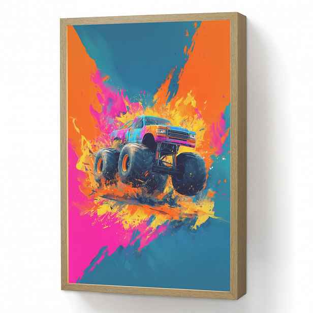 OnlyWow DOBÍJECÍ NOČNÍ LAMPIČKA Monster truck - Abstraktní - Stříkající barva - Barevné 40x60 cm