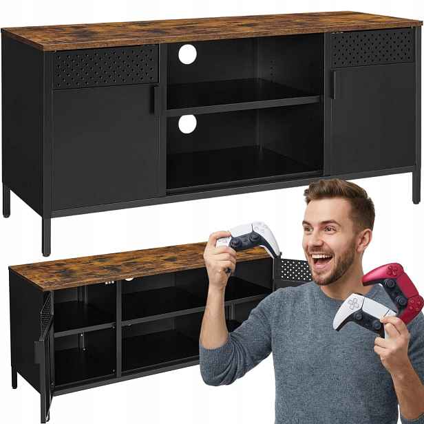 Skříňka komoda pod televizor stojící Rtv stolek 120 cm do obývacího pokoje černá loftová