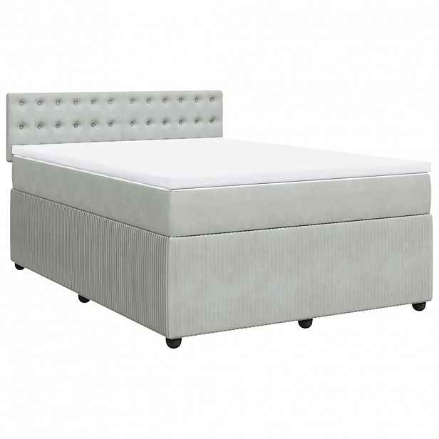 vidaXL Box spring postel s matrací světle šedá 140x190 cm samet