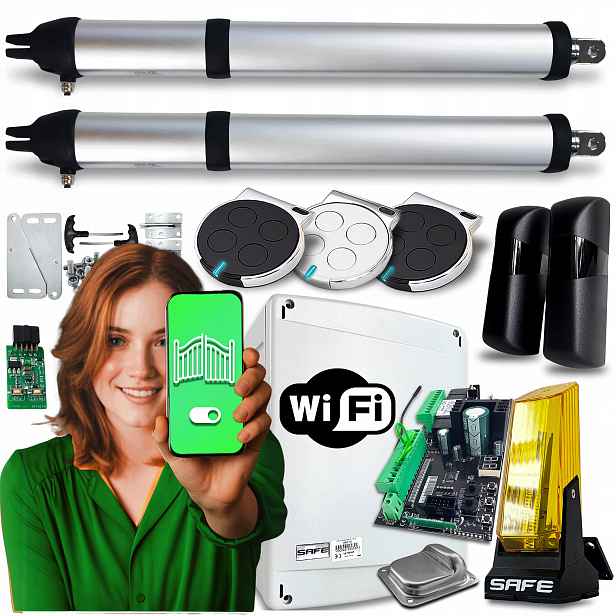 Pohon pro Dvojkřídlovou Bránu 8 m Lampa 3 Ovladače Wifi Automat 400 Kg Set
