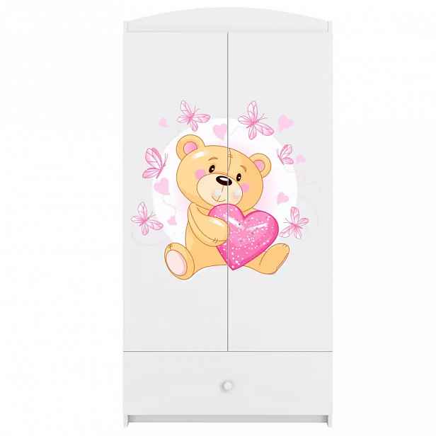 Skříň Babydreams bílá - Medvídek s motýlky