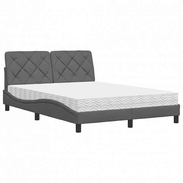vidaXL Postel s matrací tmavě šedá 120 x 200 cm textil