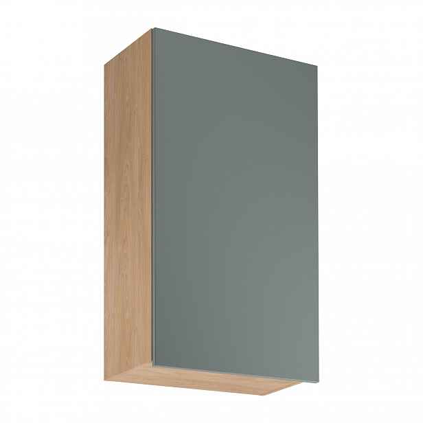 Vysoká horní kuchyňská skříňka SALERNO - šířka 60 cm, dub / zelená, pravé provedení