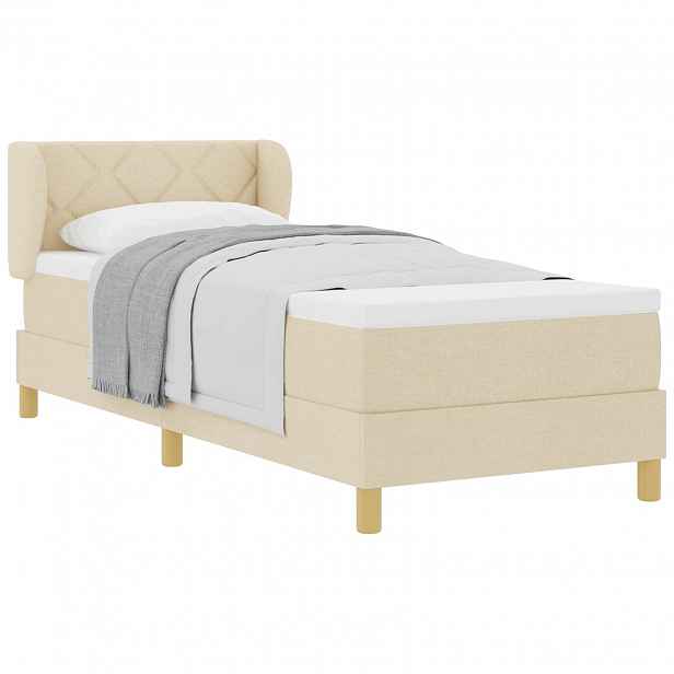 vidaXL Postel s boxspringem s čelo Krémová 80 x 200 cm textil