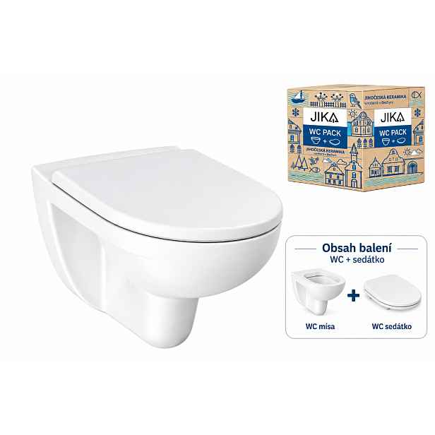 Jika LYRA PLUS PACK RIMLESS - WC ZÁVĚSNÉ 53 CM V SETU SE SOFT CLOSE SEDÁTKEM