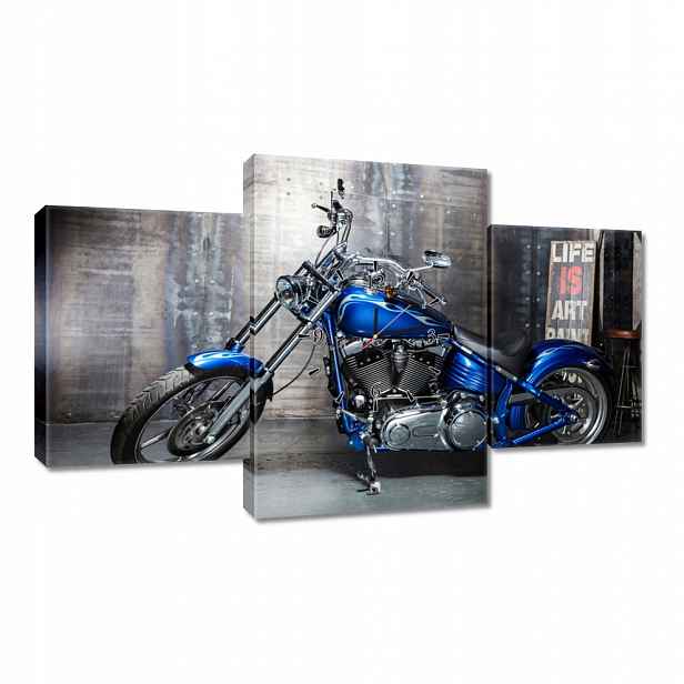 Nástěnné hodiny 100x60 Modrý chopper
