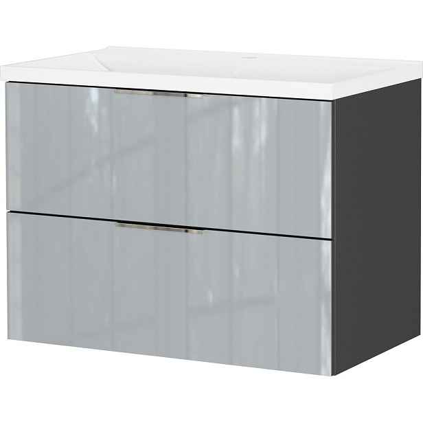 Šedá lesklá závěsná skříňka pod umyvadlo 81x61 cm Celano – Germania