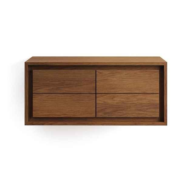 Tmavě hnědá závěsná skříňka pod umyvadlo z teakového dřeva 90x40 cm Kenta – Kave Home