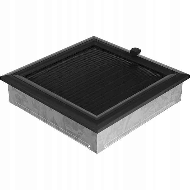 Ventilační krbová mřížka Oskar černá s žaluzií 22x22