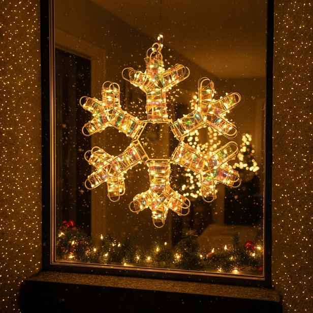 Závěsná ozdoba do okna Sněhová Vločka Vánoční Led svítící z obou stran 3D