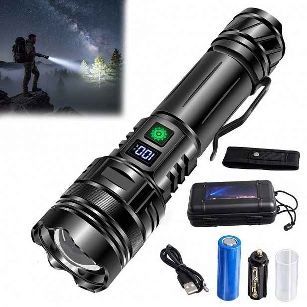 Akumulátorová Led Svítilna Reflektor Zoom Usb Voděodolná