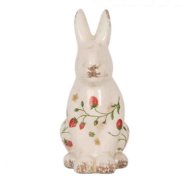 Keramická dekorace králík s jahůdkami Wild Strawberries L - 16*12*28 cm Clayre & Eef