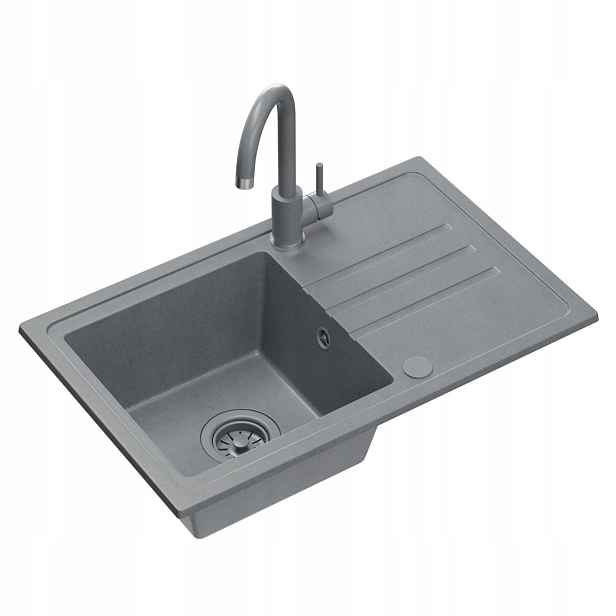 Quadron Ben 111 Dřez 1Komora Granit Baterie Kate 70x44 cm Šedá/Šedá