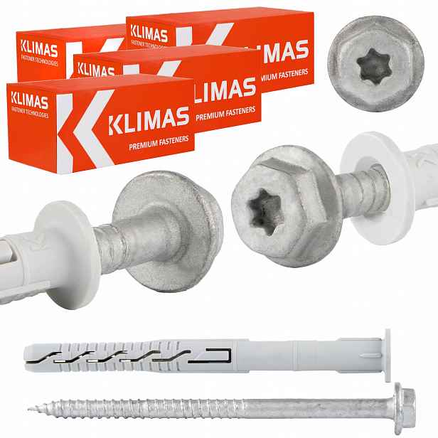 Rámové rozpěrné hmoždinky 12x80 mm s přírubou 100 ks Podložková hlava Torx