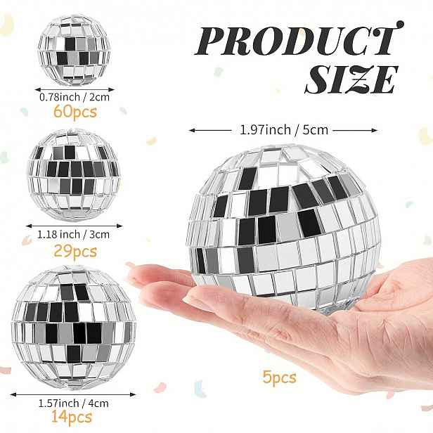 TEMU 108 Disco koule na dort, ozdoby pro párty s 70. let, reflexní dekorace na stoly a vánoční stromky, ideální pro taneční a hudební