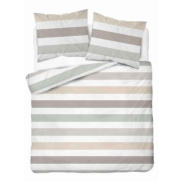 Povlečení 220x200 bílá krémová šedá pruhy Home Satin
