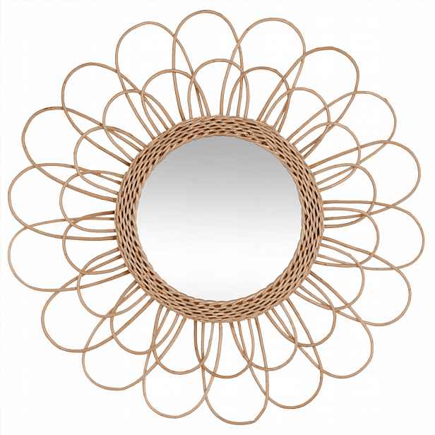 Zrcadlo Nástěnné Proutěné Pletený Rám boho 56 cm