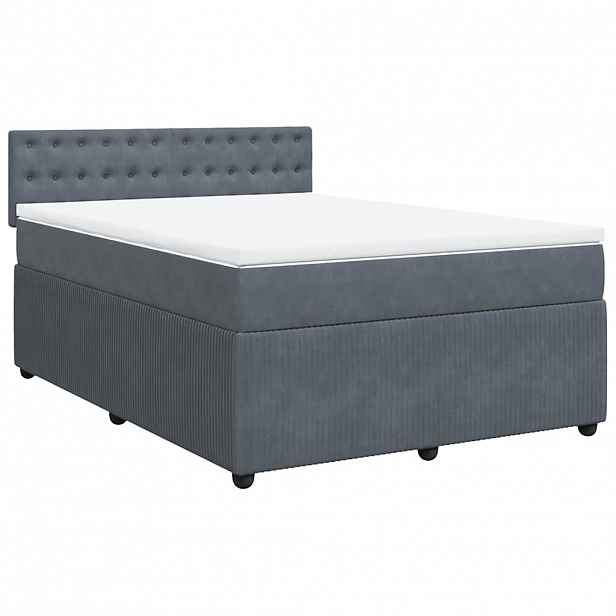 vidaXL Box spring postel s matrací tmavě šedý 140 x 190 cm samet
