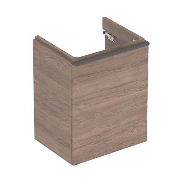 Geberit Smyle Square - Umyvadlová skříňka, 49x41x62 cm, 1 dvířka, panty vlevo, ořech/lávová 500.364.JR.1