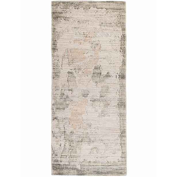 Koberec Běhoun Vlněný 80x200 cm Abstraktní Vintage béžový, krémový