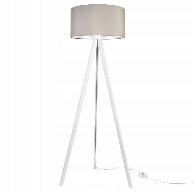 Stojací Lampa Podlahová Bílá Trojnožka S Stínítkem Béžová Kašmír Do Ložnice Pl