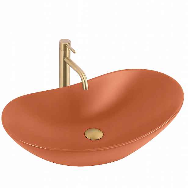 Umyvadlo Na Desku Oranžové Matné Rea Royal Cinnamon Matt Velké 61,5 cm